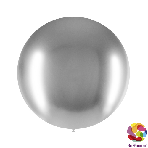 24" (2ft) Round Balloons - Brilliant. Silver B02 - 2CT - Balloonia