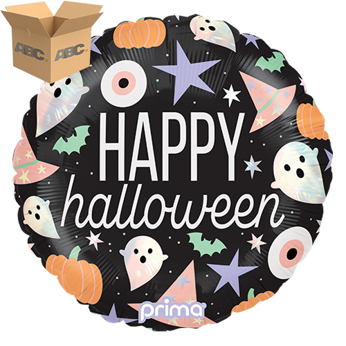 [PF-0006-18-50-1-CASE] 18" Round Happy Halloween Holographic Icons (Case of 50)