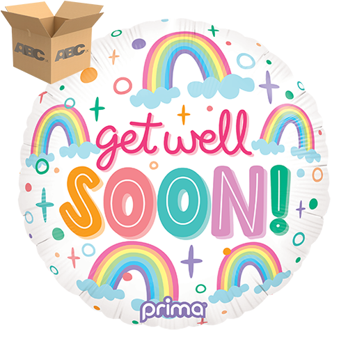 [PF-GWRB-18-50-1-CASE] 18” Round Get Well Soon Rainbows (Case of 50)