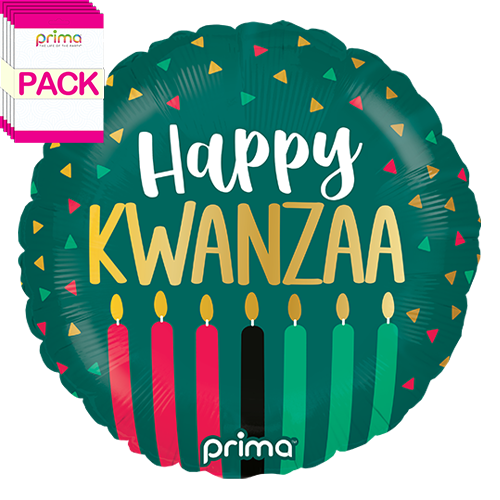 [PF-0056-18-50-1-BAND] 18" Round Happy Kwanzaa (Pack of 5)