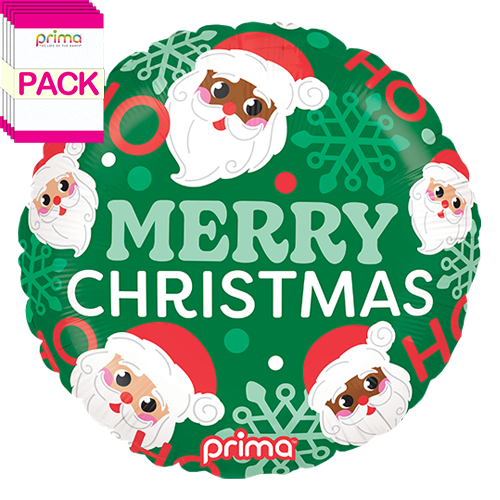 [PF-0017-18-50-1-BAND] 18" Round HoHo Happy Santa (Pack of 5)