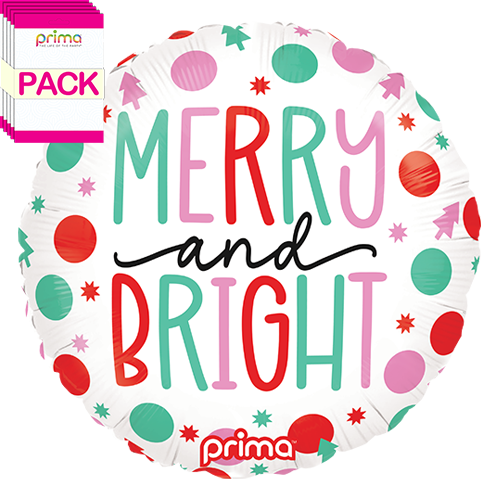 [PF-0013-18-50-1-BAND] 18" Round Merry & Bright Dots (Pack of 5)