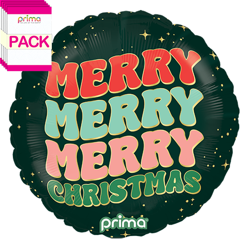 [PF-0019-18-50-1-BAND] 18" Round Merry Merry Merry (Pack of 5)