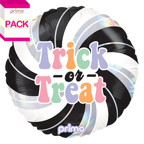 [PF-0005-18-50-1-BAND] 18" Round Trick-or-Treat Holographic Swirl (Pack of 5)