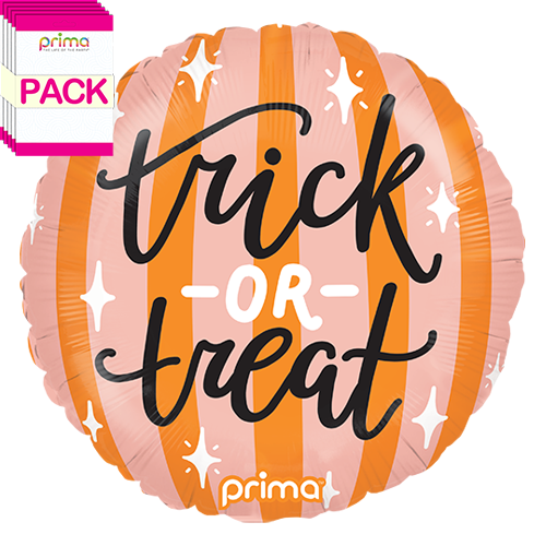 [PF-0003-18-50-1-BAND] 18" Round Trick-or-Treat Peach and Orange Stripes (Pack of 5)