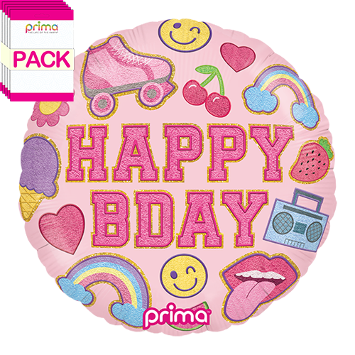 [PF-BGPT-18-50-1-BAND] 18” Round Birthday Girl Patches (Pack of 5)