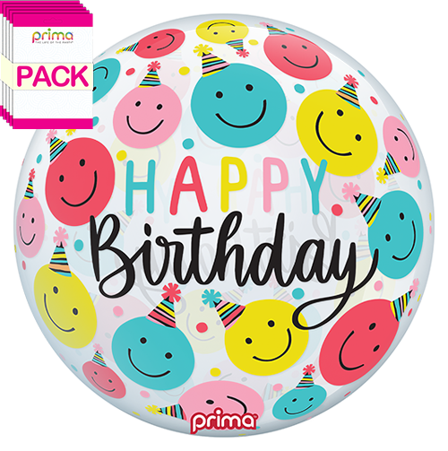 [PS-SFBH-22-50-1-BAND] 20” Smiley Party Hats Birthday Sphere (Pack of 10)