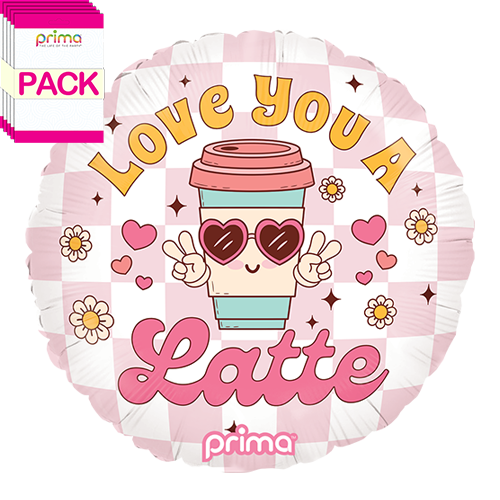 [PF-0067-18-50-1-BAND] 18" Round Love You A Latte (Pack of 5)