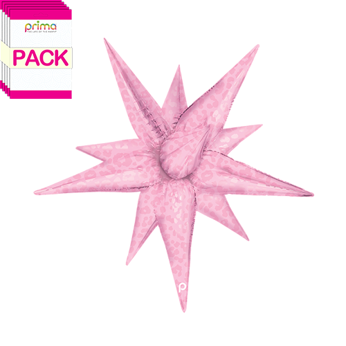 [PD-0089-26-50-1-BAND] 26" Light Pink Matte & Shiny Leopard Print Starburst (Pack of 5)