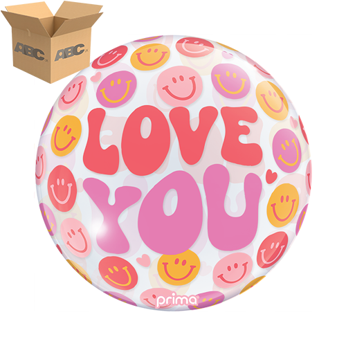 [PS-0169-10-50-1-CASE] 10" Air-Filled Love You Smile Faces Sphere (Case of 50)