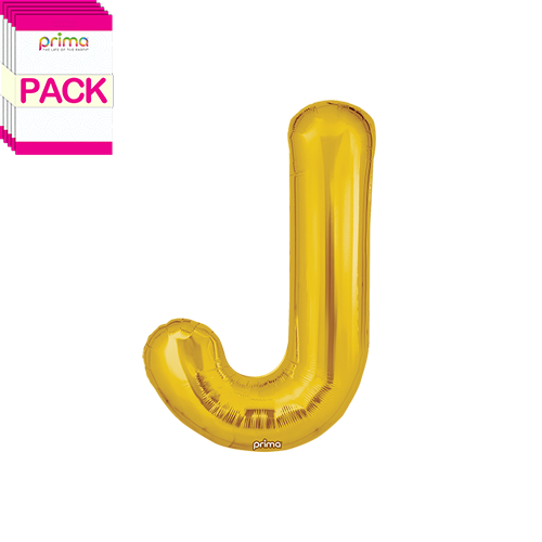 [PF-GLDJ-16-50-2-BAND] 16" Gold Letter J (Pack of 5)