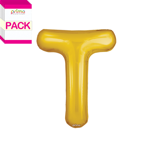 [PF-GLDT-16-50-2-BAND] 16" Gold Letter T (Pack of 5)