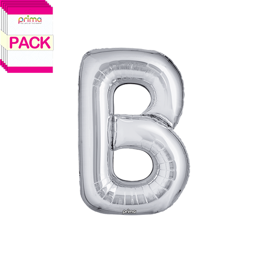 [PF-SLVB-16-50-2-BAND] 16" Silver Letter B (Pack of 5)