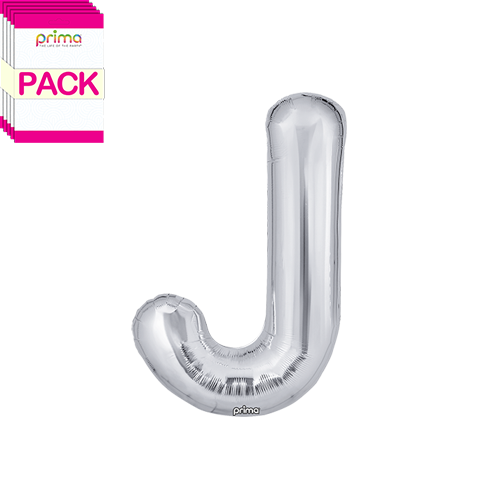 [PF-SLVJ-16-50-2-BAND] 16" Silver Letter J (Pack of 5)