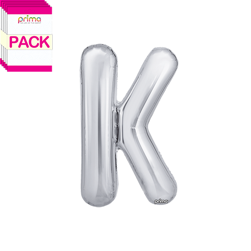 [PF-SLVK-16-50-2-BAND] 16" Silver Letter K (Pack of 5)