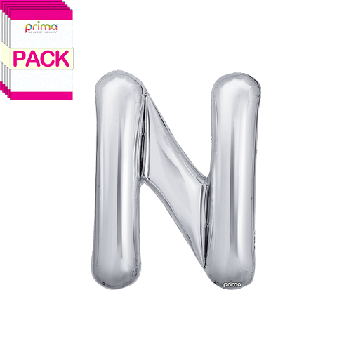 [PF-SLVN-16-50-2-BAND] 16" Silver Letter N (Pack of 5)