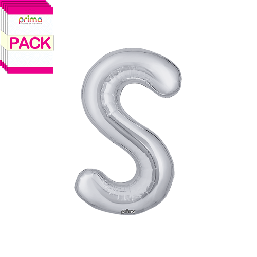 [PF-SLVS-16-50-2-BAND] 16" Silver Letter S (Pack of 5)