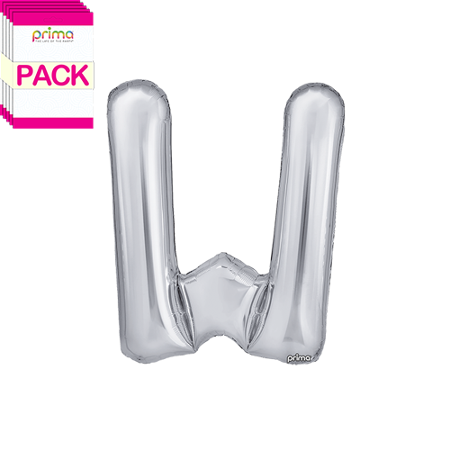 [PF-SLVW-16-50-2-BAND] 16" Silver Letter W (Pack of 5)