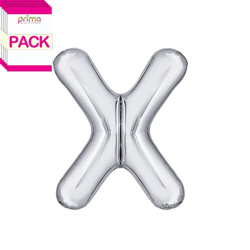 [PF-SLVX-16-50-2-BAND] 16" Silver Letter X (Pack of 5)